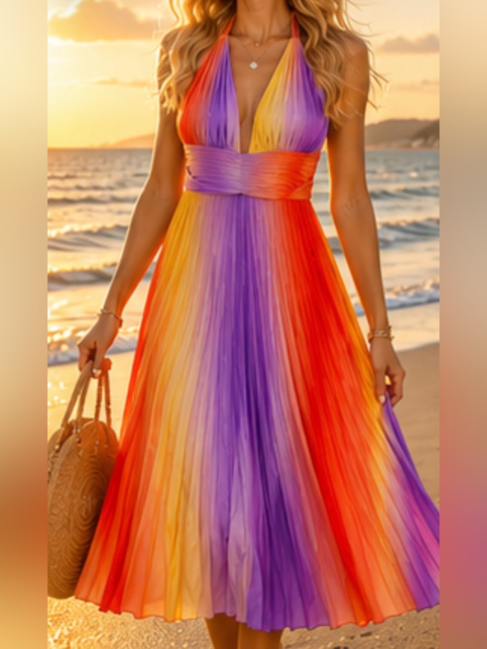 Size Large pastel lilac yellow color Backless summer dress halter top backless
